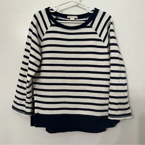 Crewcuts girls size 6/7 warm long sleeve top navy and white stripe shirt
